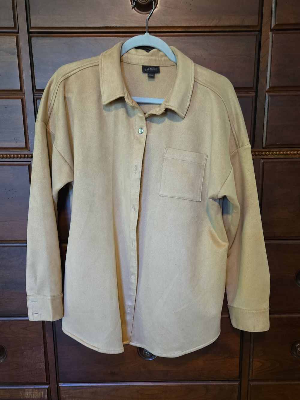 J.Jill Light Tan Suede-Like Button-Down Shirt Jacket. Size L. Like new!